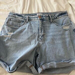 Ava & Viv Light Blue Distressed Jean Shorts